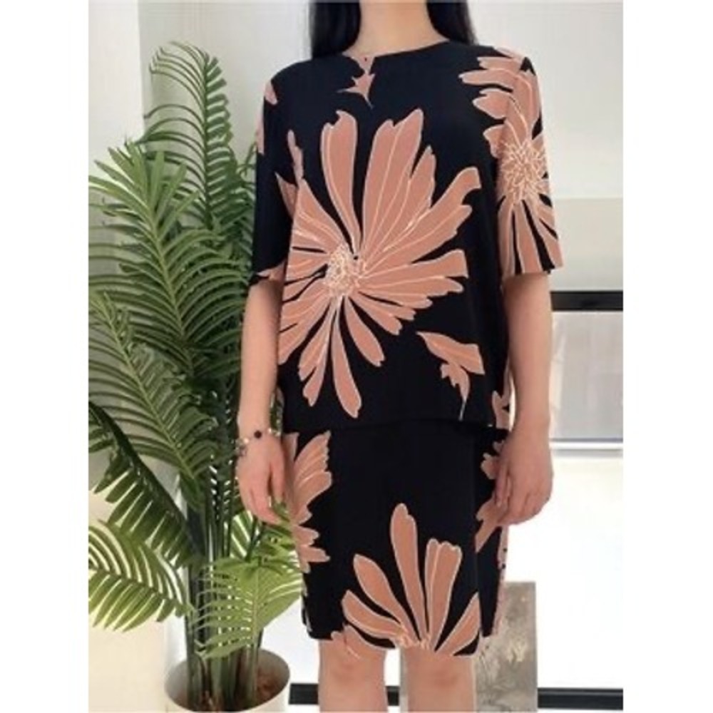 Essentiel Antwerp Black Tan Floral Dress Size 34 US 2-4